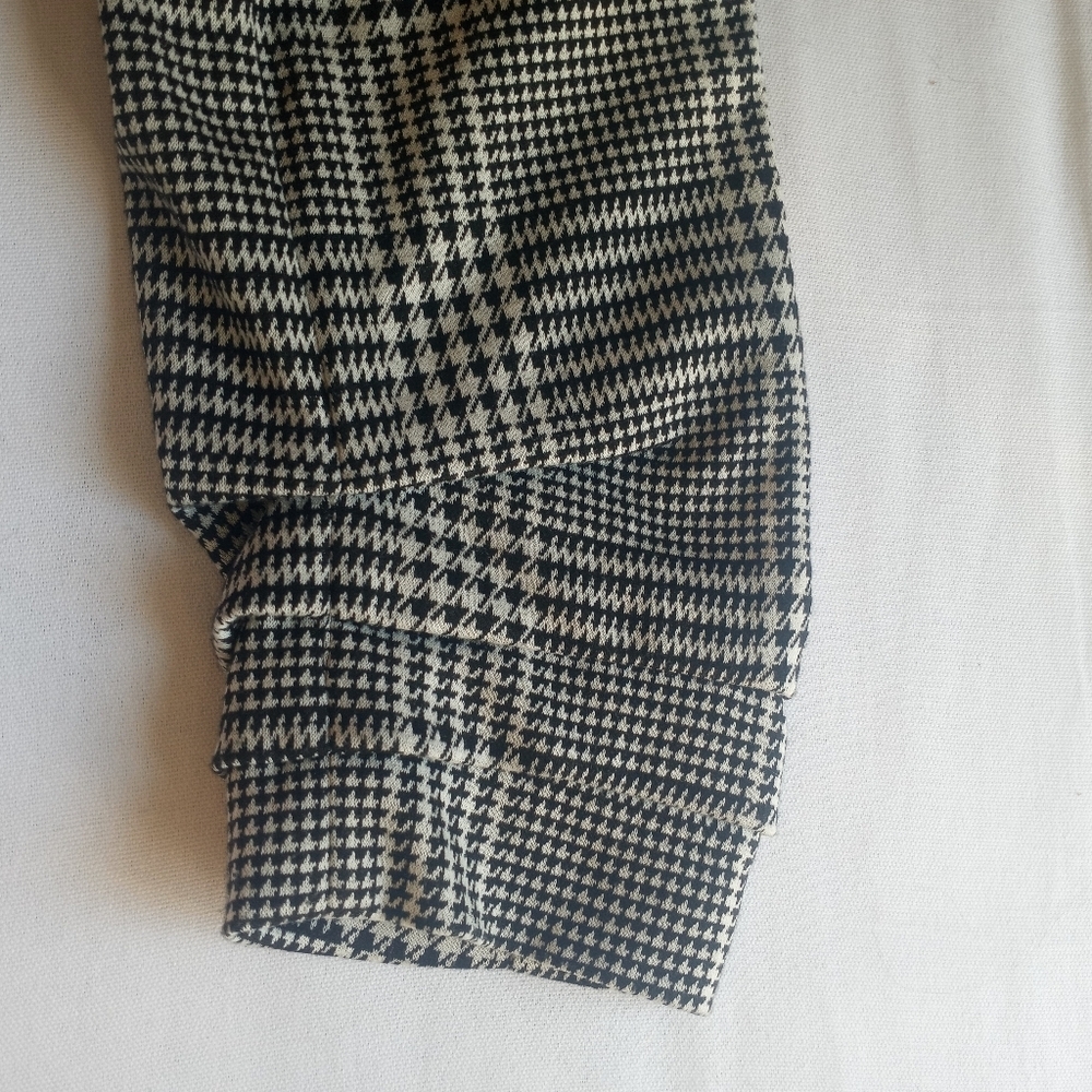 Philosophy Plaid Black White Houndstooth Unstructured  Gathered Sleeve Blazer XL - Picture 6 of 8